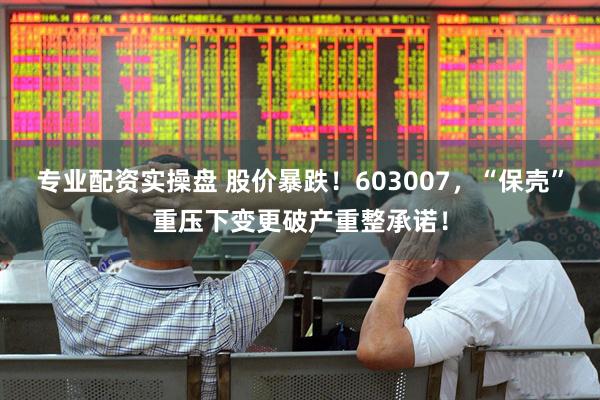 专业配资实操盘 股价暴跌！603007，“保壳”重压下变更破产重整承诺！
